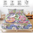 thumbnail image 5 of Cal.King Size Fitted Sheet Set - Blue Purple Gnomes 3 Piece Bedding Sets 16" Deep Pocket Fitted Sheet with 2 Pillowcases, Spring Hydrangea Flower Leaf Green Plaid Brushed Microfiber Hotel Bed Sheets, 5 of 9