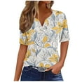 thumbnail image 3 of Kctiaxy Short Sleeve Shirts for Women Hawaiian Printed V-Neck Shirt Fashion Casual Beach Button Collared Pullover Floral Summer Tops, 3 of 6