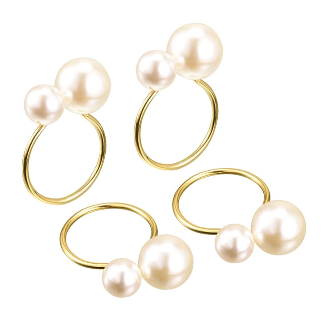 Servilleteros Anillos Unique Bargains 4uds 39mm Aleación dorado blanco