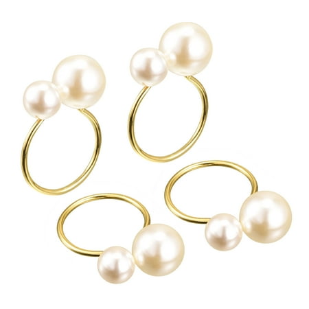 

Uxcell Napkin Rings 4 Pack 39mm ID Alloy Napkin Buckles(Gold Tone White)
