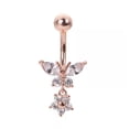 thumbnail image 2 of K-KED Women's Stainless Steel Studded Butterfly Navel Ring Navel Nail Human Piercing-silver, 2 of 6