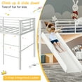thumbnail image 6 of Gymax Twin Metal Loft Bed with Slide Guardrails Built-in Ladder Low Bed Frame White, 6 of 9