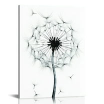 ONETECH Dandelion Canvas Wall Art, Black and White Sketch Dandelion Painting Pictures for Girl Room Wall Decor Gift, Modern Dandelion Poster Framed Artwork for Bathroom Wall Decor Ready 12x16\