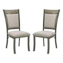 Linon Franklin Metal Upholstered Set of Two Dining Side Chairs in Pewter