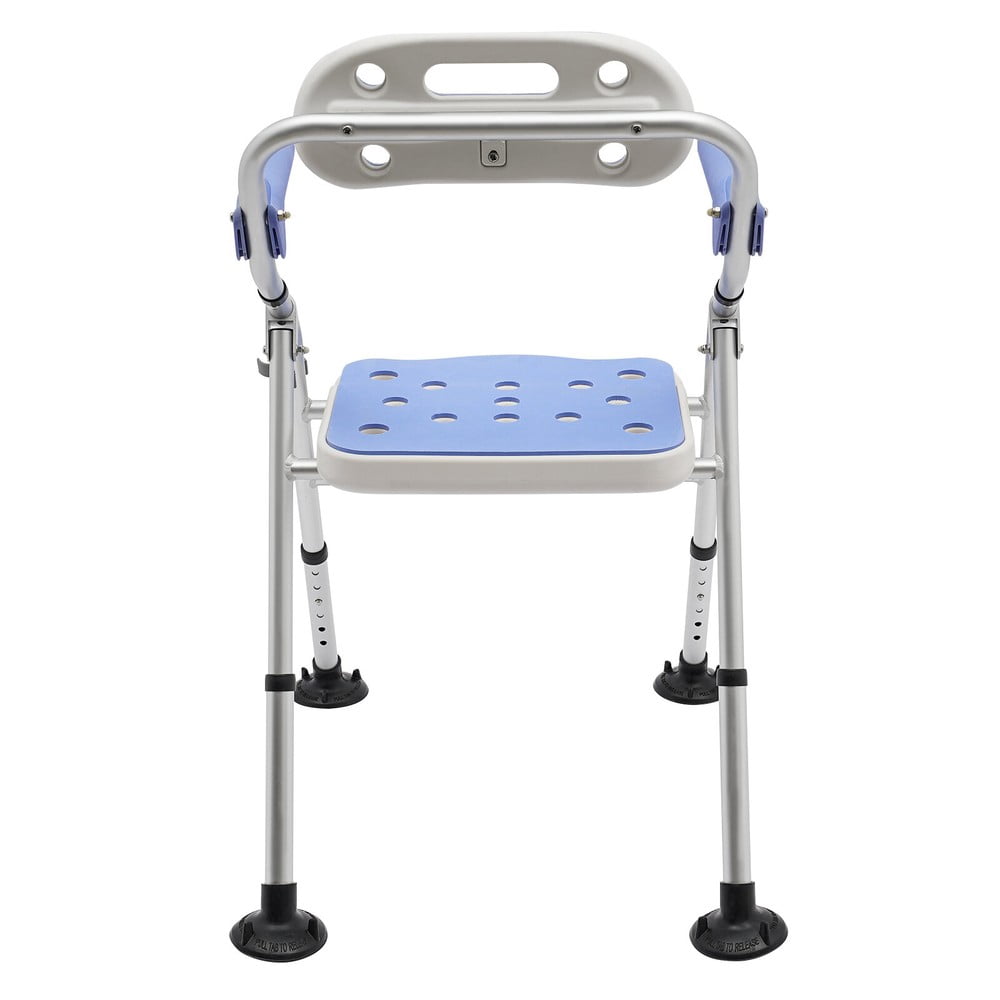 330lbs Folding Shower Chair Aluminum Alloy Adjustable Bath Seat with Back & Arms