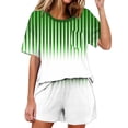 thumbnail image 1 of Conjunto de pijama de mujer de moda de color sólido de manga corta cuello redondo y pantalones con poliéster suave, desgaste de casa transpirable para verano diario, 1 of 7