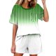 thumbnail image 1 of Conjunto de pijama de mujer de moda de color sólido de manga corta cuello redondo y pantalones con poliéster suave, desgaste de casa transpirable para verano diario, 1 of 7