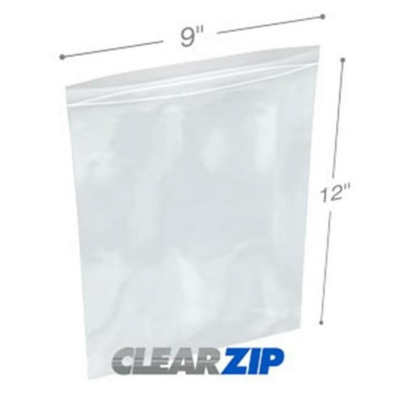 International Plastics CZ20912 9 x 12 in. ClearZip Lock Bags, 0.002 Gauge - Case of 1000