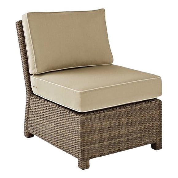 Crosley Furniture Bradenton Fabric Armless Patio Chair in Brown and Sand