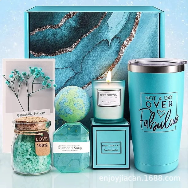Juego de cesta de regalo de spa relajante Wdftyju día de la madre azul