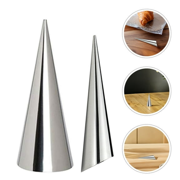 OUNONA 10pcs Stainless Steel Conical Cream Horn Molds For Baking Pastry Tools Non Stick For Croissants Pastries Waffle Cones And Diy Desserts