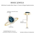 thumbnail image 5 of Rosec Jewels London Blue Topaz Teardrop Engagement Ring with Halo - Natural Blue Topaz Diamond Ring for Women, 18K Yellow Gold, US 11.00, 5 of 8