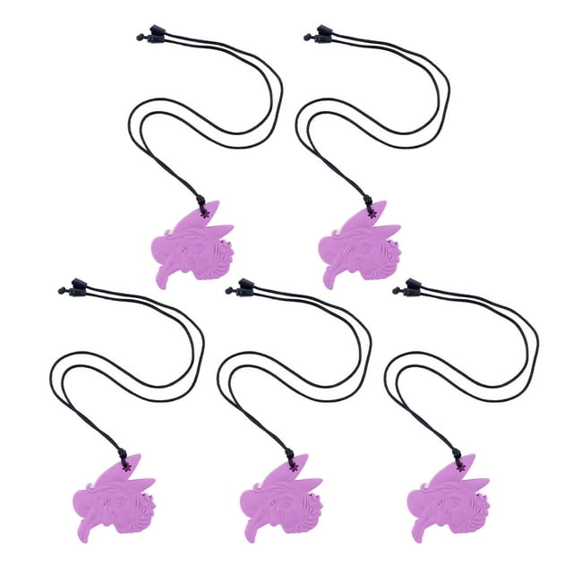 5 collares para masticar de silicona de grado alimenticio, colgante para masticar para niños pequeños, color morado mediano