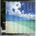 thumbnail image 4 of Ambesonne Ocean Shower Curtain, Island Sealife Wavy Sunny, 69"Wx70"L, Blue Cream Teal, 4 of 5