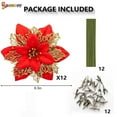 thumbnail image 5 of Spencer 12Pcs 6.3in Artificial Glittery Poinsettia Flowers Decorations with Clips & Stems Xmas Tree Ornaments for Garland Fireplace Wreath Wedding Party (Gold), 5 of 9