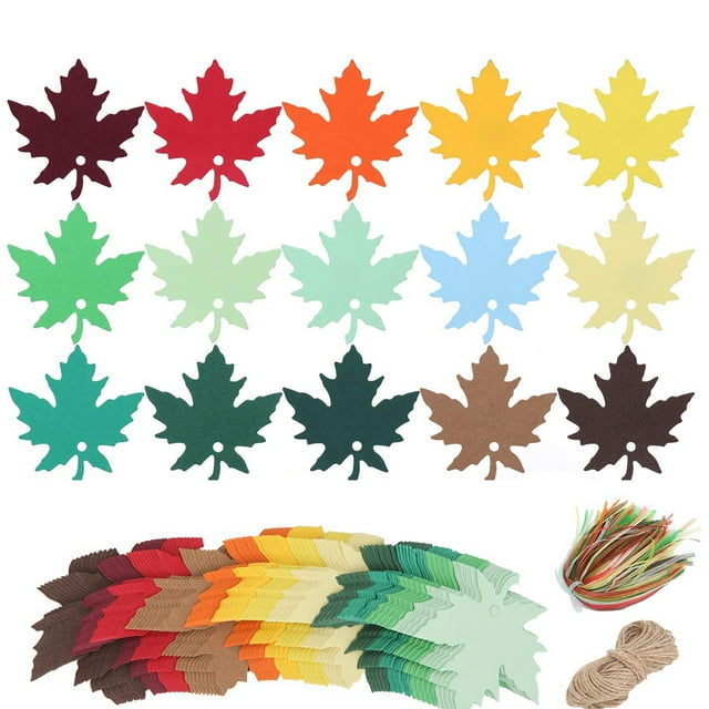Bangcool 120PCS Hanging Tag DIY Maple Leaf Gift Tag Paper Tag for Thanksgiving Day