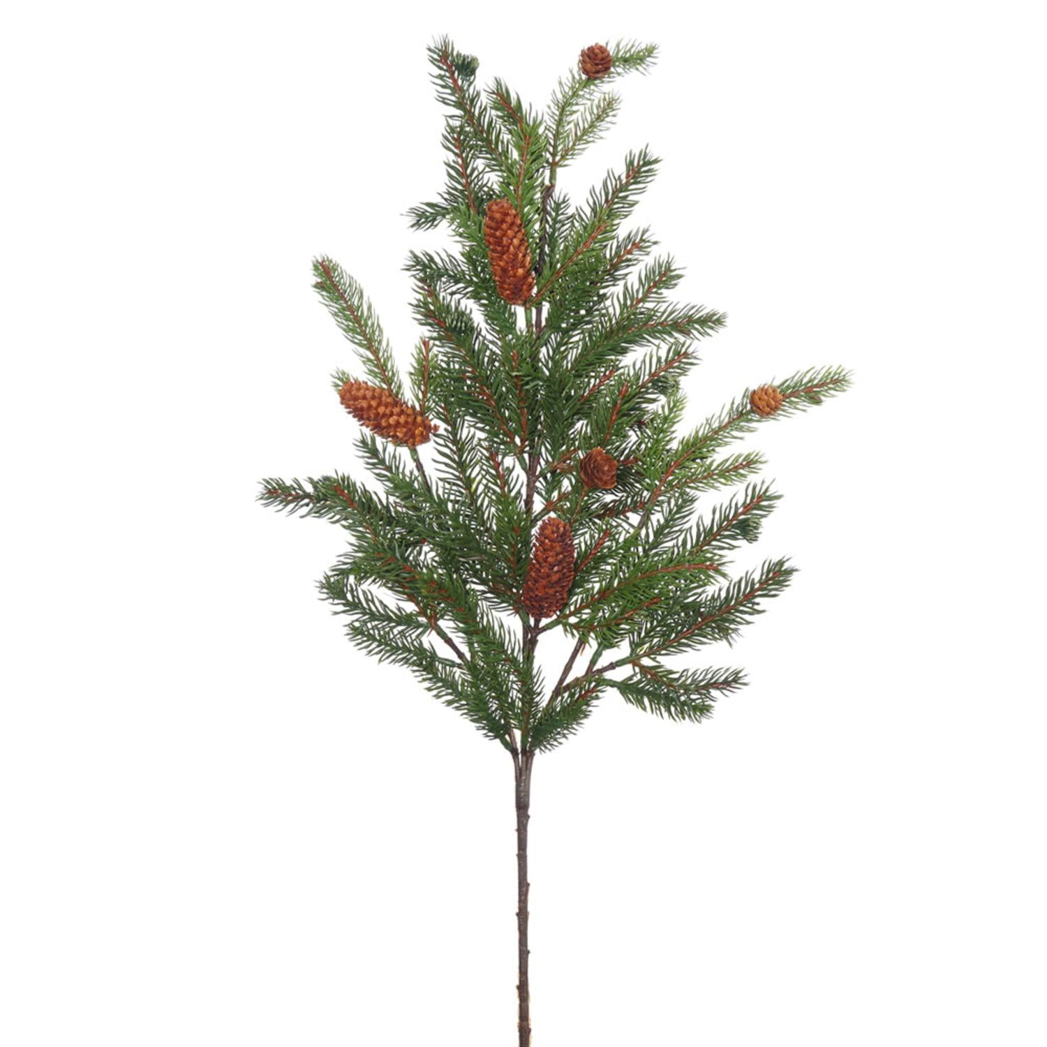 Pack of 12 White Spruce Artificial Christmas Sprays with Pine Cones 28