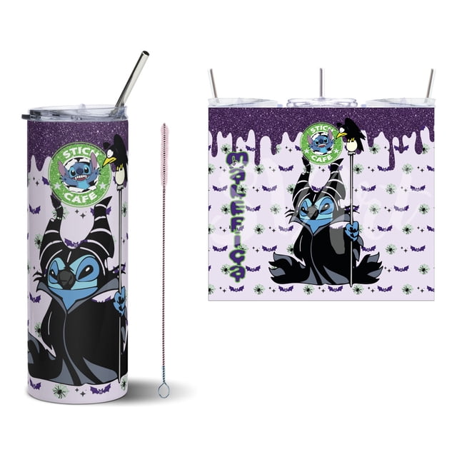 Termo Tumbler SVART 20 oz diseño Stich Malefica Colección Halloween