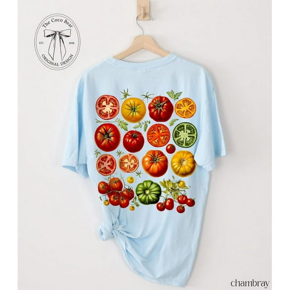 Vintage Tomato Shirt Farmer's Market Cottagecore Tshirt Vegetables Cotton Tee Gardening Gift for Foodie Top Boutique Clothing