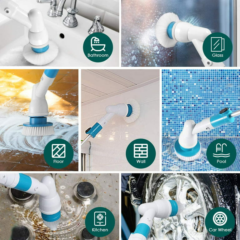 21V Electric Spin Scrubber 8-in-1 Cordless Turbo Tub Bathroom Cleaning Brush  Set