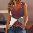 thumbnail image 2 of Simua Summer Tank Top for Women, Ladies Colorr Block Printed Suspender Metal Spaghetti Straps Sleeveless Round Neck Top, Size S-2XL, 2 of 5