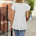 thumbnail image 5 of Summer Saving Wycnly Womens Tops Summer Short Sleeve Crewneck Solid Tee Shirts Lightweight Casual Flowy Pleated Hem Tunic Blouses White s Under $5, 5 of 7
