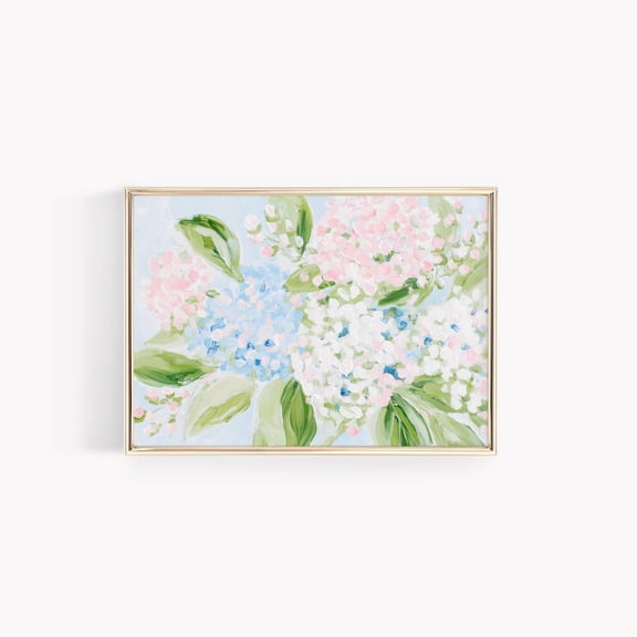 Pastel Hydrangea Wall Art Print Preppy Floral Decor