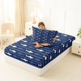 thumbnail image 4 of Manfei Coastal Shark Twin Fitted Sheet, Simple Horizontal Stripe Bedding, Navy White, 2pcs, 1 Fitted Sheet and 1 Pillowcase, 4 of 6