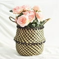 thumbnail image 2 of (Clearance) BNNG Woven Seagrass Baskets Belly Basket Folding Boho Natural Plant Pot with Handles Round Decorative Wicker Large Indoor Planter for Home Outdoor Tree Planters Decor, 2 of 5