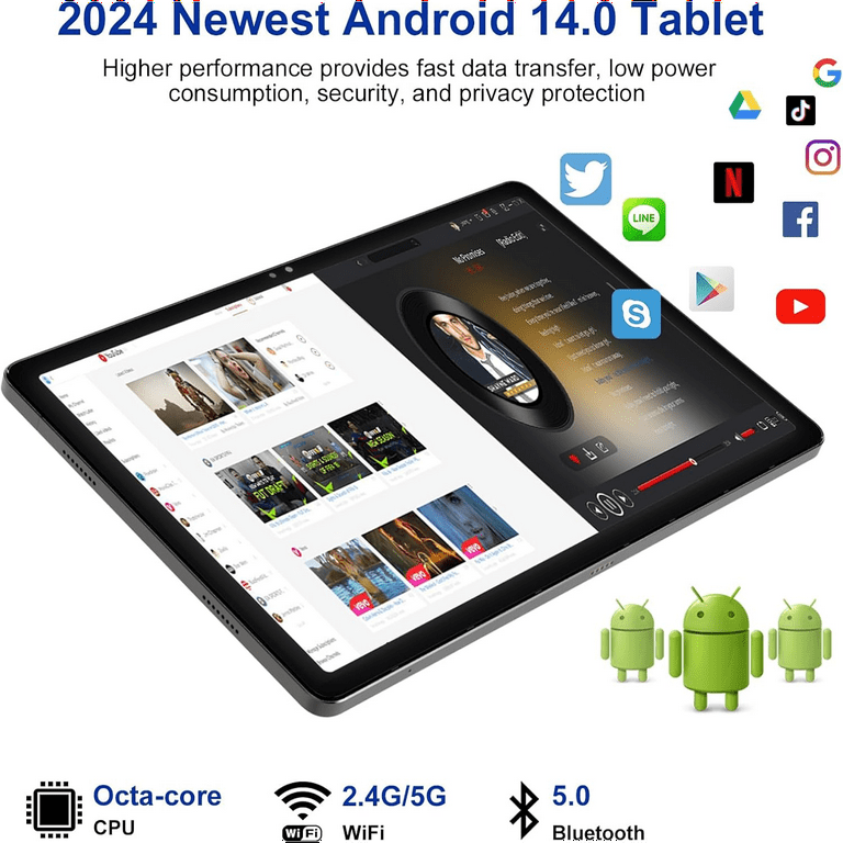10.95 Inch Android 14 Tablet with Keyboard/Mouse/Case/Stylus