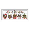 thumbnail image 1 of Multi Feliz Navidad búho Diy hecho a mano costura contada 11ct lienzo impreso para Cros, 1 of 5