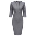 thumbnail image 1 of L Mujer Otoño Mangas 3/4 Vestido Con Capucha Midi De Color Sólido Simple Bolsillo Canguro Slim Fit Hasta La Rodilla Jersey Informal Sudadera Ropa De Calle Tallas Grandes Xs, 1 of 5