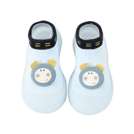 

Ferndule Girls Boys Floor Slippers Prewalker Sock Slipper Soft Soles Crib Shoe Lightweight Rubber Sole Socks House First Walker Shoes Pull On Comfort Blue 5C
