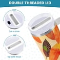 thumbnail image 3 of Yayeee 30oz Double-Wall Insulated Stainless Steel Tumbler with Handle Bottle, Green Retro Autumn Leaves, 3 of 8