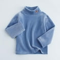 thumbnail image 3 of Kids Thermal Shirt Blue Long Sleeve Shirts for Boys Turtleneck Casual Basic Tees Fall Clothes Size 6-7 Years Girls Shirts, 3 of 4