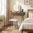 thumbnail image 2 of Patiojoy Vanity Desk Set Makeup Vanity Table with Removable Mirror Dressing Styling Table Rustic Brown, 2 of 9