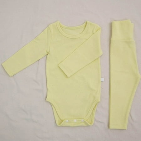 

Hunpta Newborn Infant Baby Girls Boys Autumn Solid Cotton Long Sleeve Long Pants Romper Bodysuit Set Outfits Clothes