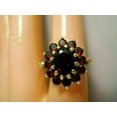 thumbnail image 2 of 3Ct Oval Cut Lab Created Red Garnet Halo Style Women's Ring 14K Yellow Gold Plated Silver, 2 of 4