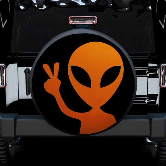 Alien Say Hi Orange Fabric Spare Tire Cover, S.W Tire Decor Weatherproof Dust-Proof Protectors For Suv Rv Camper Trailer Truck 14 15 16 17 18In
