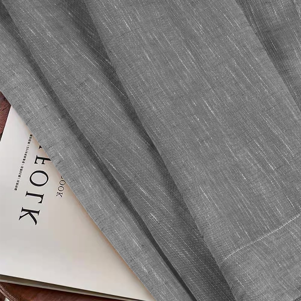 PrimeBeau Semi Sheer Linen Curtains with Grommets, Light Filtering, 52" x 108" inch, 2 Panels, Gray