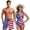 American Flag, variant on Pineapple Matching Swimsuits for Couples Womens V Neck One Piece Swimsuits Tummy Control Slimming Swimwear and Men Swimming Trunks Casual Lightweight Shorts-M
