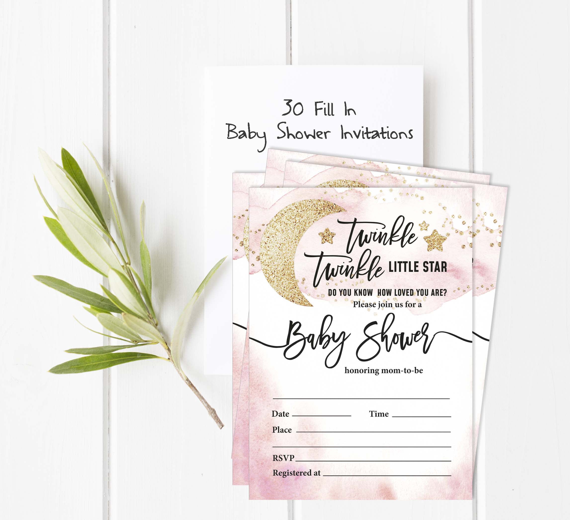 Inkdotpot 30Gender Reveal Baby Shower Invitation Cards Twinkle Twinkle Little Star Fill In Blank Invites