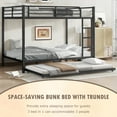 thumbnail image 2 of Bellemave Full Over Full Size Bunk Bed with Trundle Triple Metal Bunk Bed Frame with Ladders and Guardrails Space-saving Bunk Beds for 3 (Black), 2 of 10