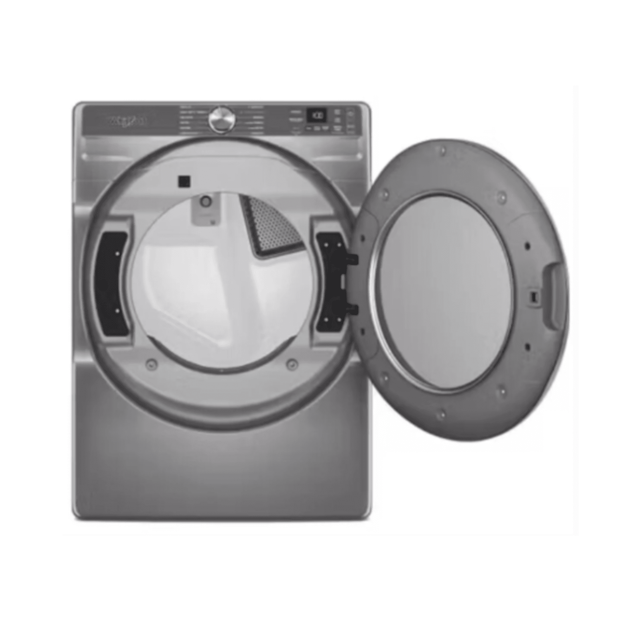 Whirlpool 27 Inch Smart Front Load Electric Dryer with 7.4 cu ft Capacity, Wrinkle Shield Option with Steam EcoBoost Option, and ENERGY STAR in Silver WED6720RR