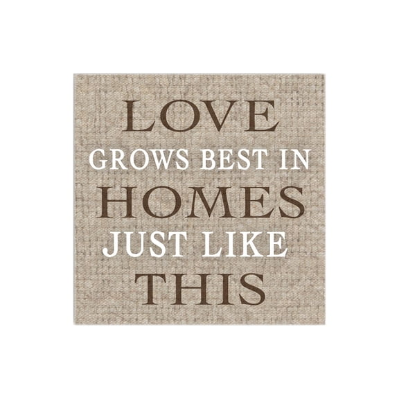 Love Grows Home Like This Woven Tan 12 x 12 Wood Wall Sign Plaque