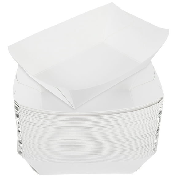WHAMVOX 50pcs Paper Frying Food Box Boat Shaped Food Container French Fries Boxes