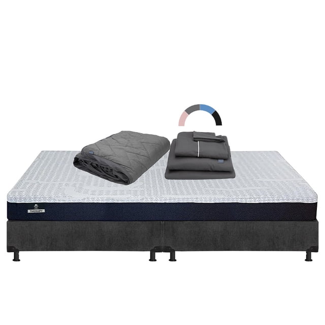 Colchon King Size Therapy+Box Base Cama +Protector Lux+Sabanas Royal