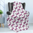 thumbnail image 4 of Nautical Soft Flannel Fleece Throw Blanket, Childish Crabs Doodle Sea Characters in Cartoon Style Nursery Fish Print, Cozy Plush for Indoor and Outdoor Use, 60" x 80", Fuchsia and White, by Ambesonne, 4 of 5