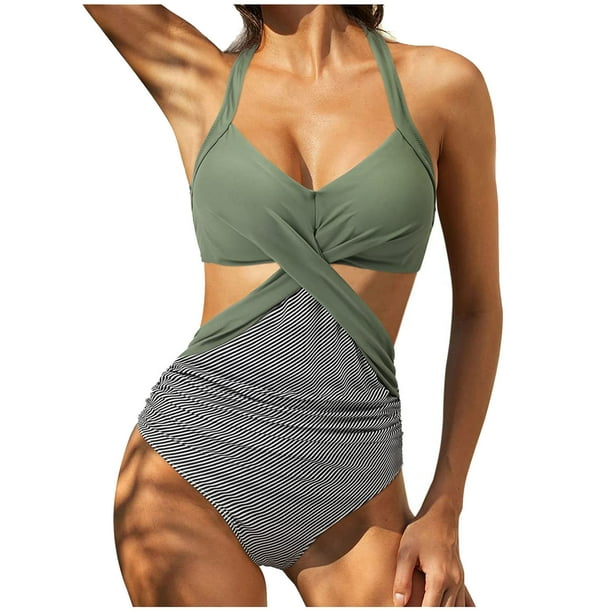 Moda mujer cómodo traje de baño sólido e impreso sin espalda siamés traje de baño OAVQHLG3B Store lin121212