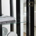 thumbnail image 6 of Lighted Curio Cabinet 47" H China Cabinet with Tempered Glass Doors, 3-Tier Adjustable Shelves and Acrylic Mirrored Back Pane, Glass Display Cabinet for Living Room (Black), 6 of 9